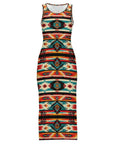 Baha Ranch Santa Fe Sleeveless Bodycon Side Slit Western Maxi Long Dress