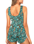 Baha Ranch All Turquoise Tankini & Boy Shorts Swim Set