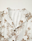 Floral Puff Sleeve V-Neck Buttoned Front Dress