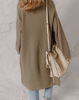 Solid Textured Knit Open-Front Sweater Cardigan