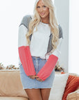 Colorblock Textured Knit Patchwork Top