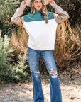 Colorblock Ribbed Knit Long Sleeve Sweater