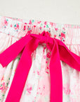 Floral Shirt Satin Tie and Shorts Pajama Set