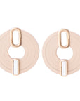 Discus Mother of Pearl Leather Earrings