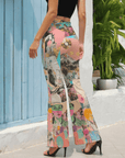 Baha Ranch Retro Pop Western Collage Flare Pants