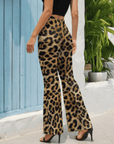 Baha Ranch Retro Pop Western Leopard Animal Print Flare Pants