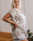 Floral V-Neck Short Sleeve Loose Fit Blouse