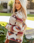 Western Aztec Corduroy Patchwork Pocketed Shacket