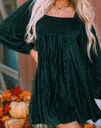 Velvet Tie-Back Square Neck Babydoll Dress
