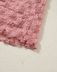 Floral Lace Drawstring Square Neck Blouse