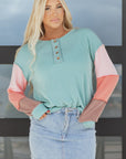 Aria Knit Colorblock Henley Top