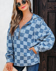 Taracella Checkerboard Zipped Kangaroo Hoodie