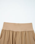 Solid Elastic High Waist Pocketed Cargo Jogger Pants
