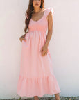 Ashlyn Flutter Sleeve Smocked Bodice Maxi Dress