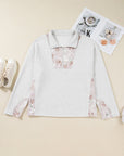 Plus Size Camo Patchwork Zipped Collar Pullover Sweatshirt