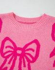 Bow Drop Shoulder Long Sleeve Sweater