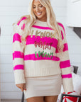I KNOW WHAT I WANT Sequin Colorblock Stripe Sweater