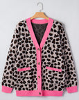 Leopard Colorblock Button Down Oversize Cardigan