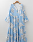 Plus Size Floral V-Neck Tiered Maxi Dress