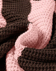 Stripe Colorblock Thermal Textured Knit Drop Shoulder Sweater