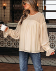 Mayaevi Sleeve Chiffon Blouse Long Sleeve Top
