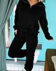 Solid Quarter-Zip Top and Drawstring Pants Set