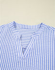 Stripe 3/4 Sleeve Pocketed Tiered Dress