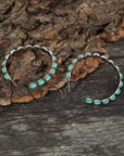 Sky Blue Gem Inlay Retro C-shape Earrings