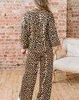 Leopard Collared 3/4 Sleeve Shirt and Pants Set