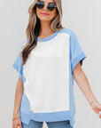 Colorblock Exposed Seam Crew Neck T-Shirt