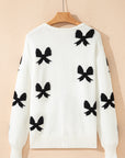 Bow Tie Lace-Up Sweater Cardigan