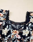 Floral Short Sleeve Smocked High Waist Maxi Dress