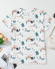 Western Cactus Crew Neck Short Sleeve Top