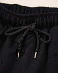 Textured Half-Zip Top & Drawstring Shorts Set