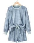 Checker Long Sleeve Pullover and Shorts Set