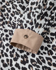 Plus Size Leopard Contrast Trim Half Button Top