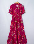 Floral Frilled V-Neck Ruffle Maxi Dress