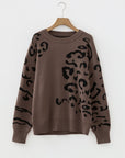 Leopard Asymmetric Drop Shoulder Sweater