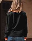 Varsity Stripe Contrast Trim V-Neck Sweater