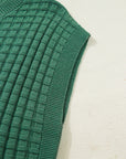 Solid Textured Round Neck Short Sleeve Sweater
