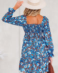 Floral Smocked Bodice Ruffle Sleeve Dress