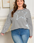 Plus Size Stripe Star Stitch Long Sleeve Top