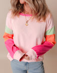 Colorblock Patchwork Long Sleeve Top
