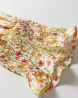 Floral Frilled Trim Smocked Cuff Dress
