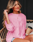 Brianna Lace Bow Embroidered Exposed Seam Sweatshirt
