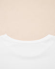 Solid Ribbed Knit Ruffle Short Sleeve T-Shirt