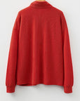 Corded Knit Half-Button Collared Top