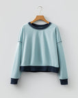 Colorblock Patchwork Long Sleeve Crewneck Sweatshirt