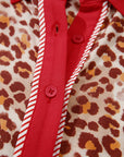 Leopard Contrast Trim Top and Pant Set