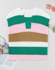 Elliot Color Block Notch V Neck Sweater Top